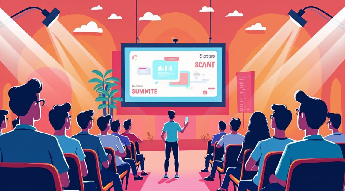 evento Startup Summit​ - Ilustração detalhada sobre evento Startup Summit​